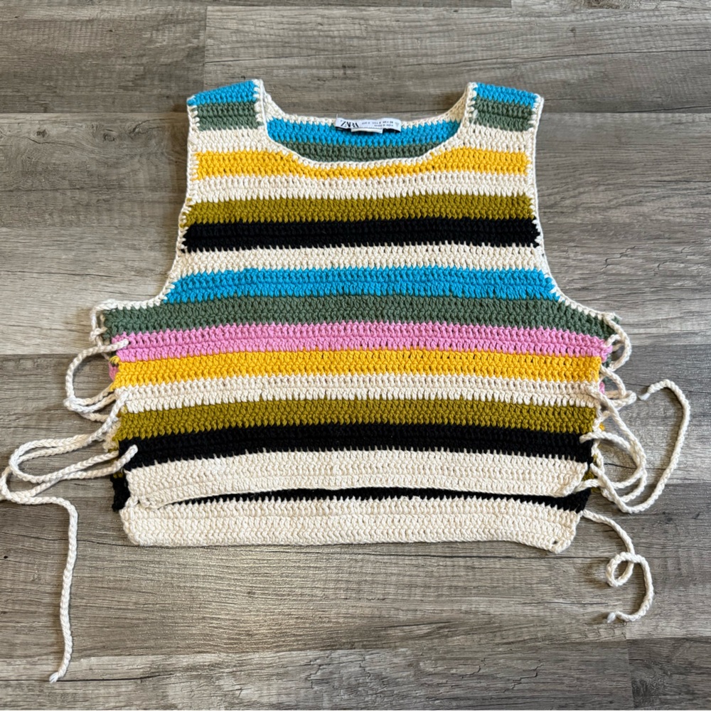 Zara Multicolor Crochet Knit Crop Top